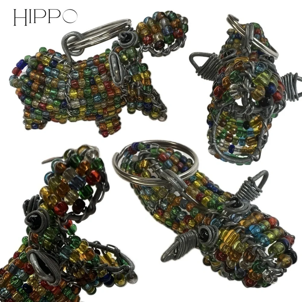 Ladybug Zebra Hippo Elephant Lion Animal Beaded Key Chains Charms Keychains